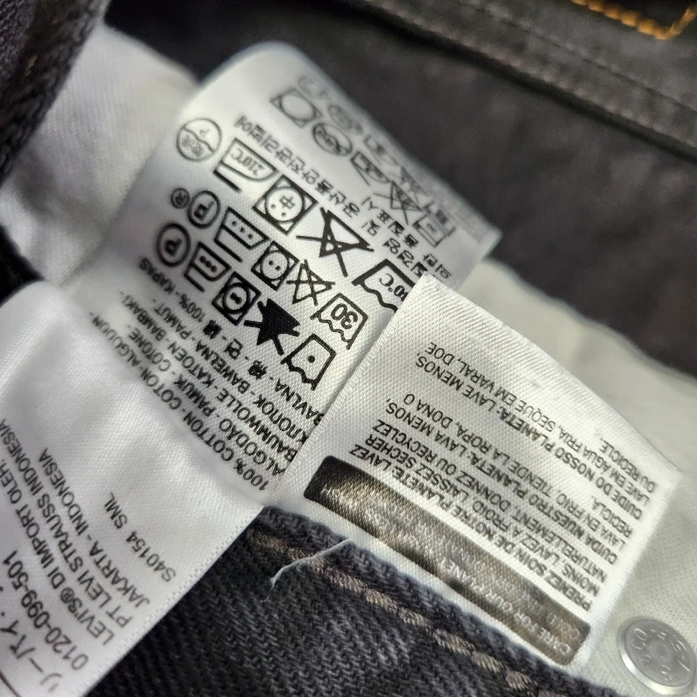 Levis 505 Jeans Men 34x30 *READ Black Denim Stretch Straight Leg Grunge‎ Biker